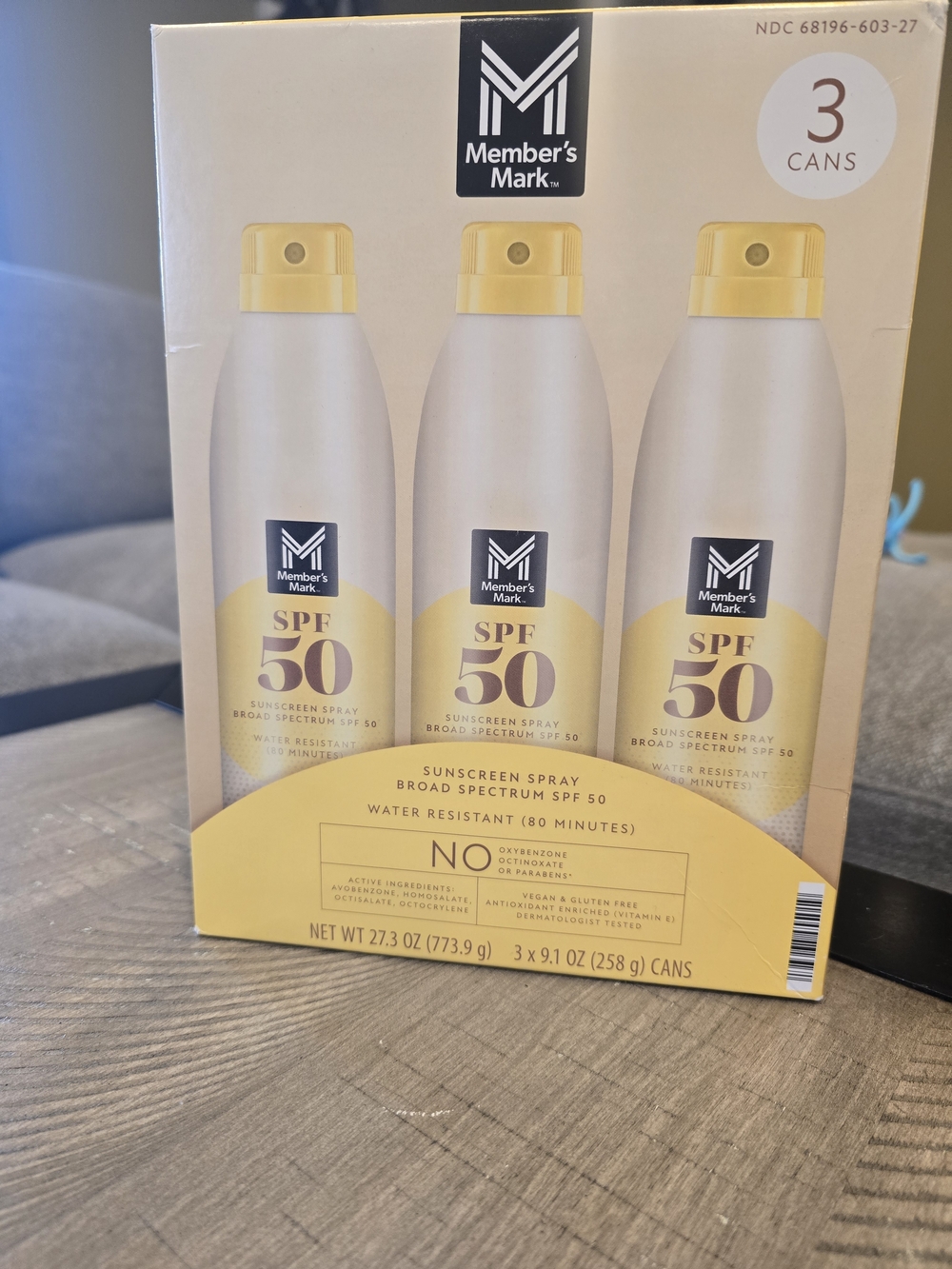 Member's Mark SPF 50 Sunscreen Spray - Yellow/White (3 Pack) New Not Opened